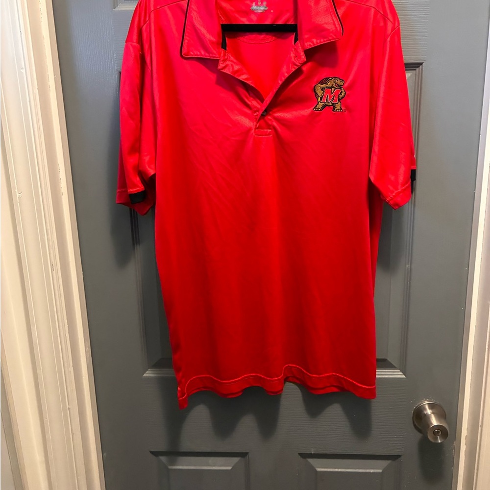 Champion Red Men's Polo with Maryland Terrapin Logo